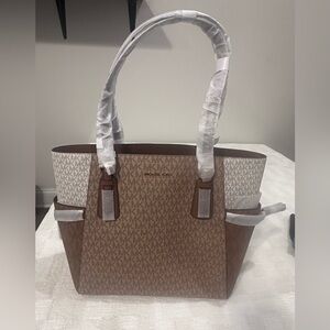 Michael Kors Tan and Cream Tote Bag